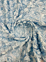 3D Roses On A Mesh Fabric - 54" Width, Color Options (1 Yard)