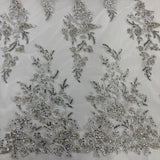 Beaded Sequined Lace Fabric 100% Polyester Net Mesh 52"