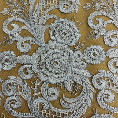 Beaded Corded Lace Fabric