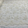 Beaded Lace Fabric Embroidered On 100 Percent Polyester Net Mesh - Ivory With Silver, White With Silver, 54" Width (1 Yard)