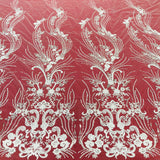 Beaded Lace Fabric on Polyester Net Mesh