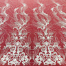 Beaded Lace Fabric on Polyester Net Mesh