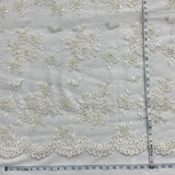 Beaded Lace Fabric Embroidered Mesh Ivory Silver