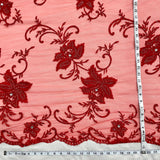 Beaded Sequined Lace Fabric Red