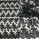 Corded Bridal Lace Fabric on Polyester Net Mesh
