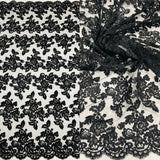 Corded Bridal Lace Fabric on Polyester Net Mesh