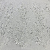 1 Yard Beaded Lace Fabric Embroidered on 100% Polyester Net Mesh – 51" Wide