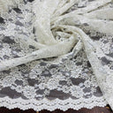 1 yarda de tela de encaje nupcial bordada con cordones exquisita para vestidos especiales blanca