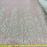 1 Yard Luxurious Beaded Lace Fabric Embroidered on Polyester Net Mesh White and Ivory