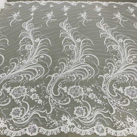 Beaded Corded Bridal Lace Fabric 52" Wide