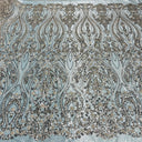 Beaded Lace Fabric on Polyester Net Mesh
