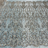 Beaded Lace Fabric on Polyester Net Mesh