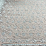 1 Yard Silver Corded Bridal Lace Fabric Embroidered on Polyester Net Mesh for Wedding and Evening Dresses – 52"