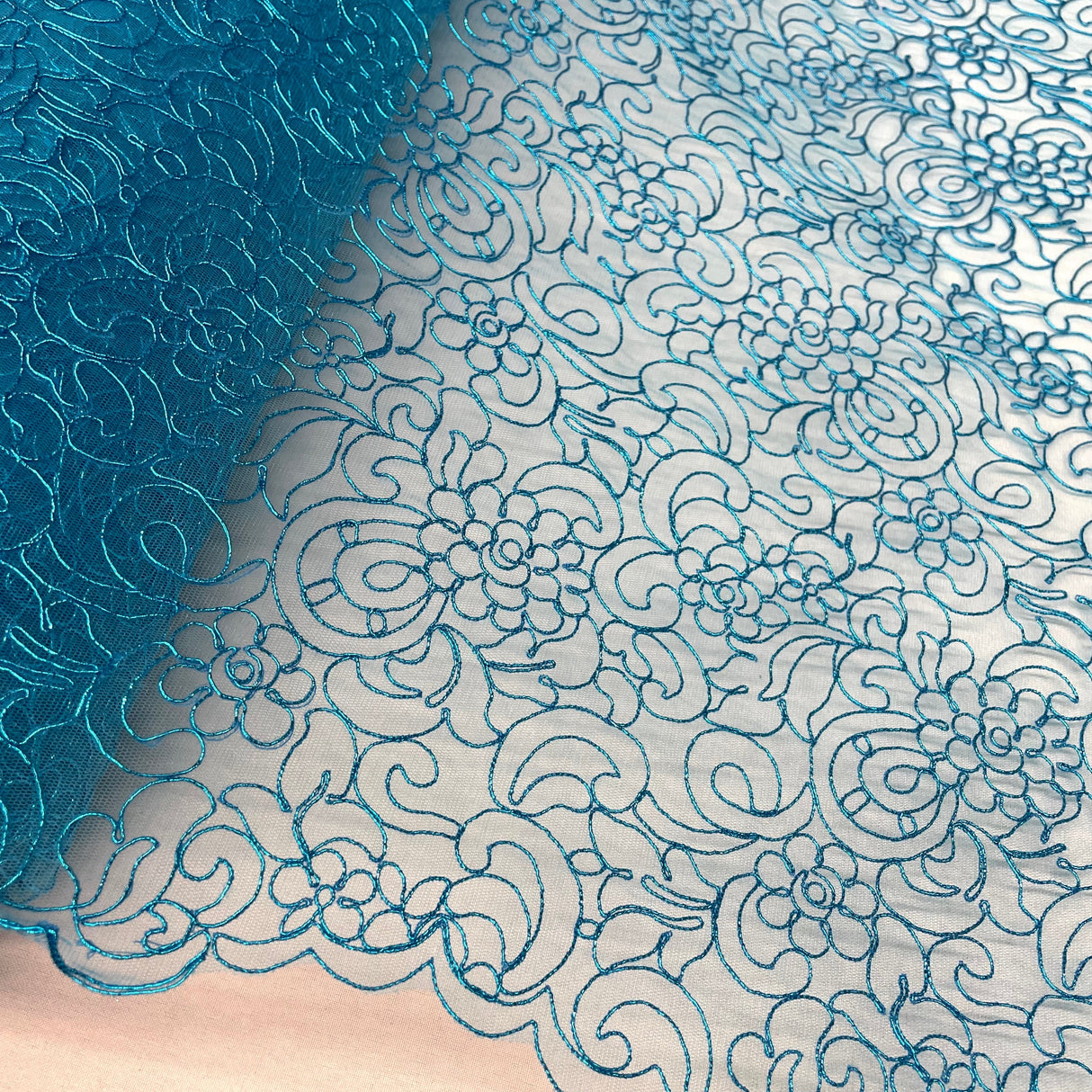 Polyester Corded Bridal Lace Fabric 53" Wide