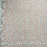 1 Yard Corded Bridal Lace Fabric Embroidered on 100% Polyester Net Mesh – 53"