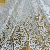 Beaded Lace Fabric Embroidered on Polyester Net Mesh