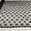 Beaded Lace Fabric on Polyester Net Mesh Black 50"