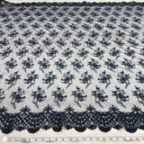 Embroidered Lace Fabric on Polyester Net Mesh