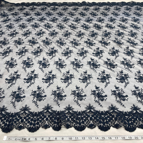 Embroidered Lace Fabric on Polyester Net Mesh
