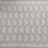 1 Yard Premium Corded Embroidered Bridal Lace Fabric for Elegant Dresses White