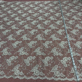Beaded Corded Lace Fabric on Polyester Net Mesh