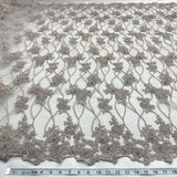 Beaded Corded Bridal Lace Fabric Nude 52"