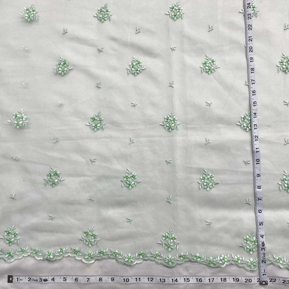 Beaded Embroidered Lace Mesh Fabric