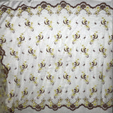 Beaded Lace Fabric Embroidered On 100 Percent Polyester Net Mesh - Lt. Blue, Black/Red, Brown/Yellow, 51" Width (1 Yard)