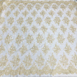 1 Yard Corded Bridal Lace Fabric Embroidered on 100% Polyester Net Mesh – 54"