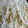 1 Yard Corded Bridal Lace Fabric Embroidered on Net Mesh White