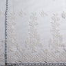 1 Yard Beaded Corded Bridal Lace Fabric Embroidered on Polyester Net White
