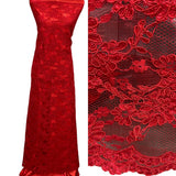 1 Yard Corded Bridal Lace Fabric Embroidered on Polyester Net Mesh 54 inch Width