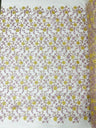 Daisy Multi Color Gold Metallic Floral Design Embroidered On A Red Mesh Lace Fabric - Red Mesh Lace, Gold Metallic Floral Design, 50" Width (1 Yard)