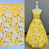 Embroidered Mesh 3D Floral Beaded Lace