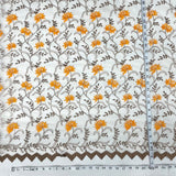 Embroidered Polyester Net Mesh Lace Fabric - Brown/Orange, 54" Width (1 Yard)