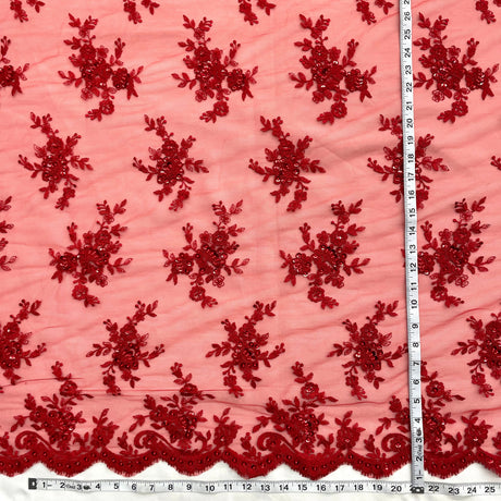 Beaded Corded Bridal Lace Fabric 54"