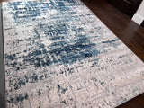Tess 913 Blue Polyester Area Rug - Blue, Machine Made, Made In Turkey (5' 3" X 7' 4")