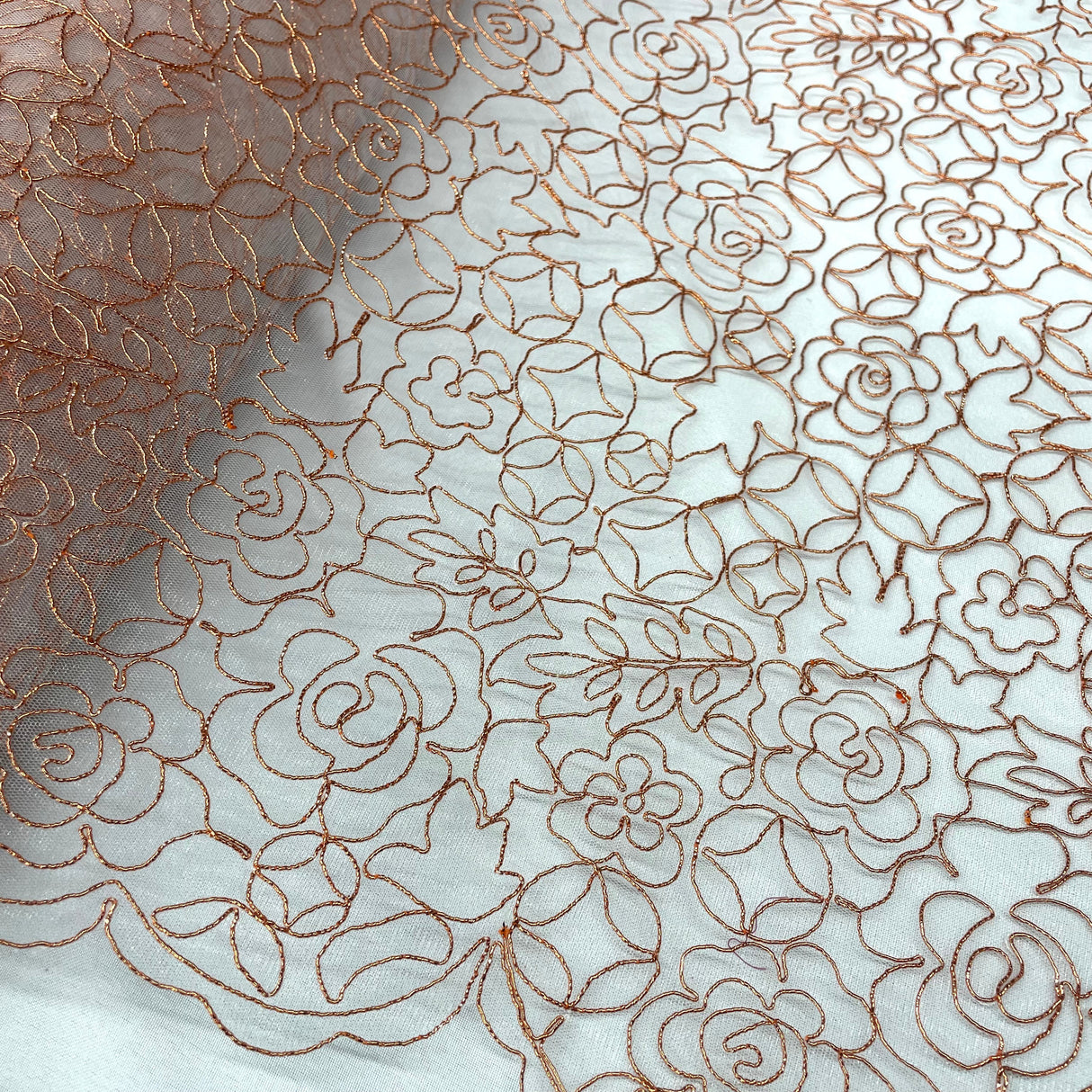 Embroidered Lace Turquoise Mesh
