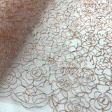 Embroidered Lace Turquoise Mesh