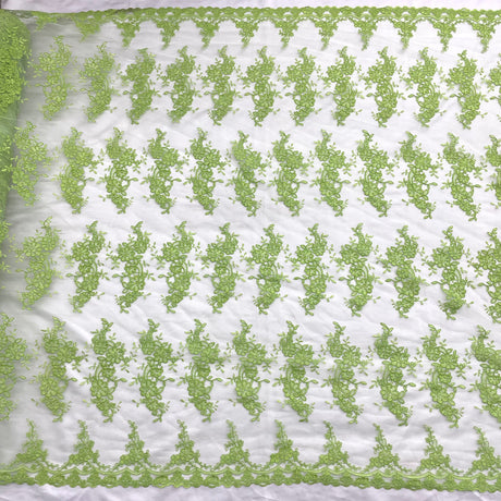 1 Yard Corded Bridal Lace Fabric Embroidered 100 Percent Polyester Net Mesh 54 inch Width