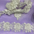 3D Floral Lace Trim Embroidered Mesh