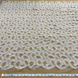 Beaded Lace Fabric Embroidered On 100 Percent Polyester Organza - White, Alencon Lace, 54" Width (1 Yard)