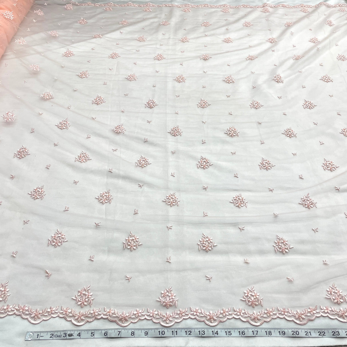 Beaded Embroidered Lace Mesh Fabric
