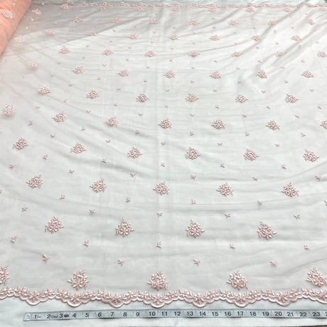 Beaded Embroidered Lace Mesh Fabric