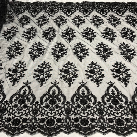 Beaded Corded Bridal Lace Mesh