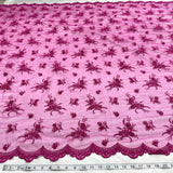 Beaded Lace Fabric on Polyester Net Mesh