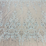 1 Yard Luxurious Beaded Lace Fabric Embroidered on Polyester Net Mesh
