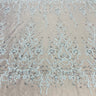 1 Yard Luxurious Beaded Lace Fabric Embroidered on Polyester Net Mesh