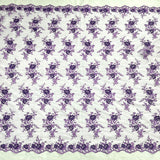 1 Yard Corded Bridal Lace Fabric Embroidered on 100% Polyester Net Mesh – 53"