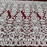 Beaded Corded Bridal Lace Fabric